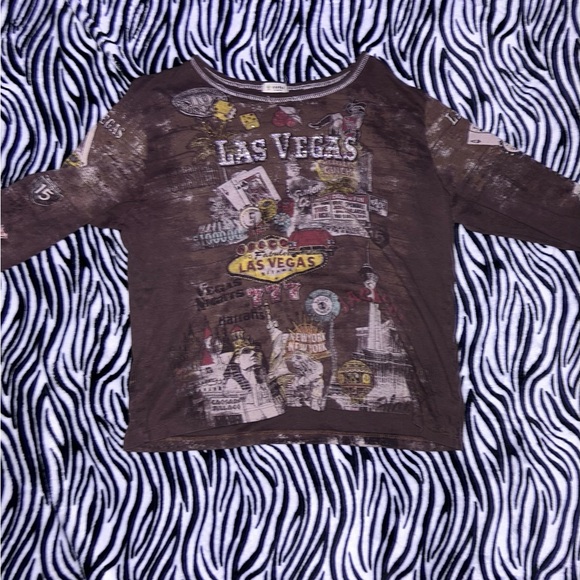 vintage bedazzled off the shoulder las vegas long sleeve - Picture 1 of 2